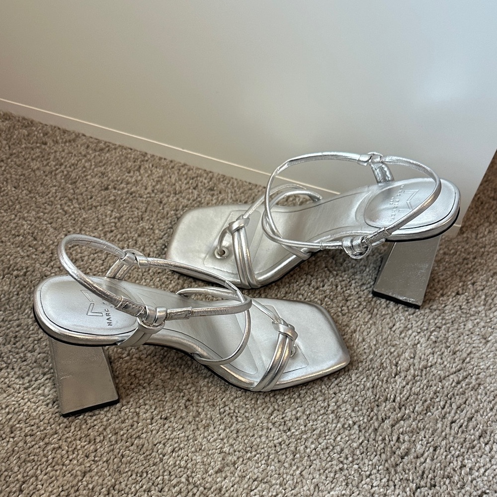 Marc Fisher Metallic Silver Strappy Heels